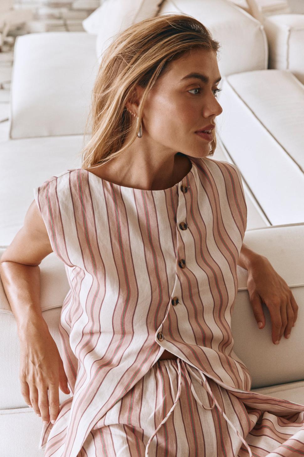 VRG GRL Vests | Women Aria Vest Pink Stripe