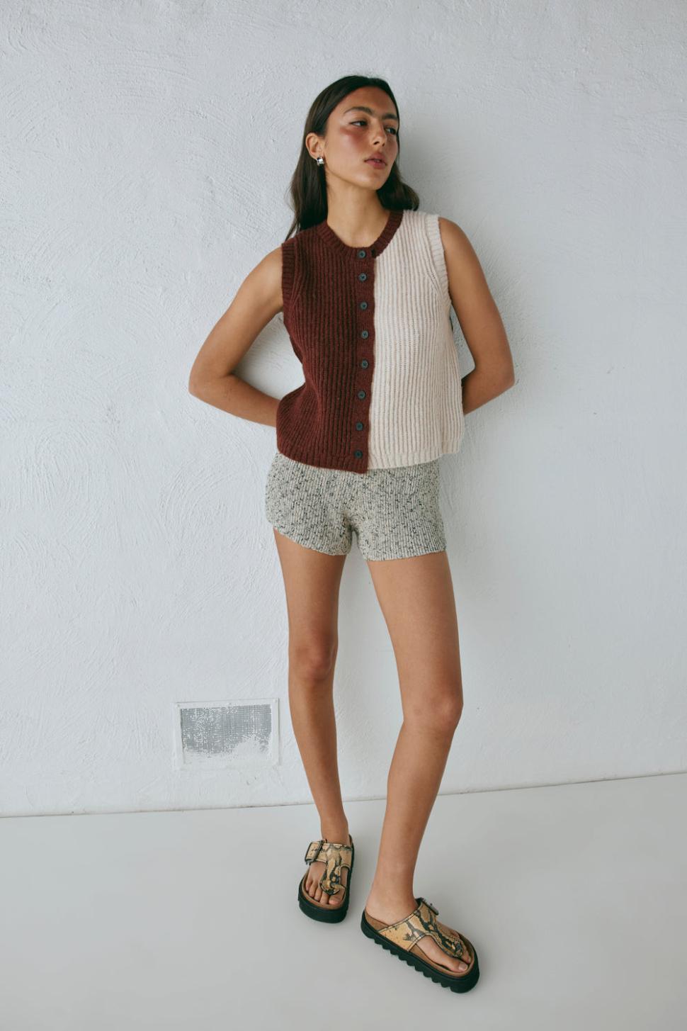 VRG GRL Vests | Women Bridgette Knit Vest Splice
