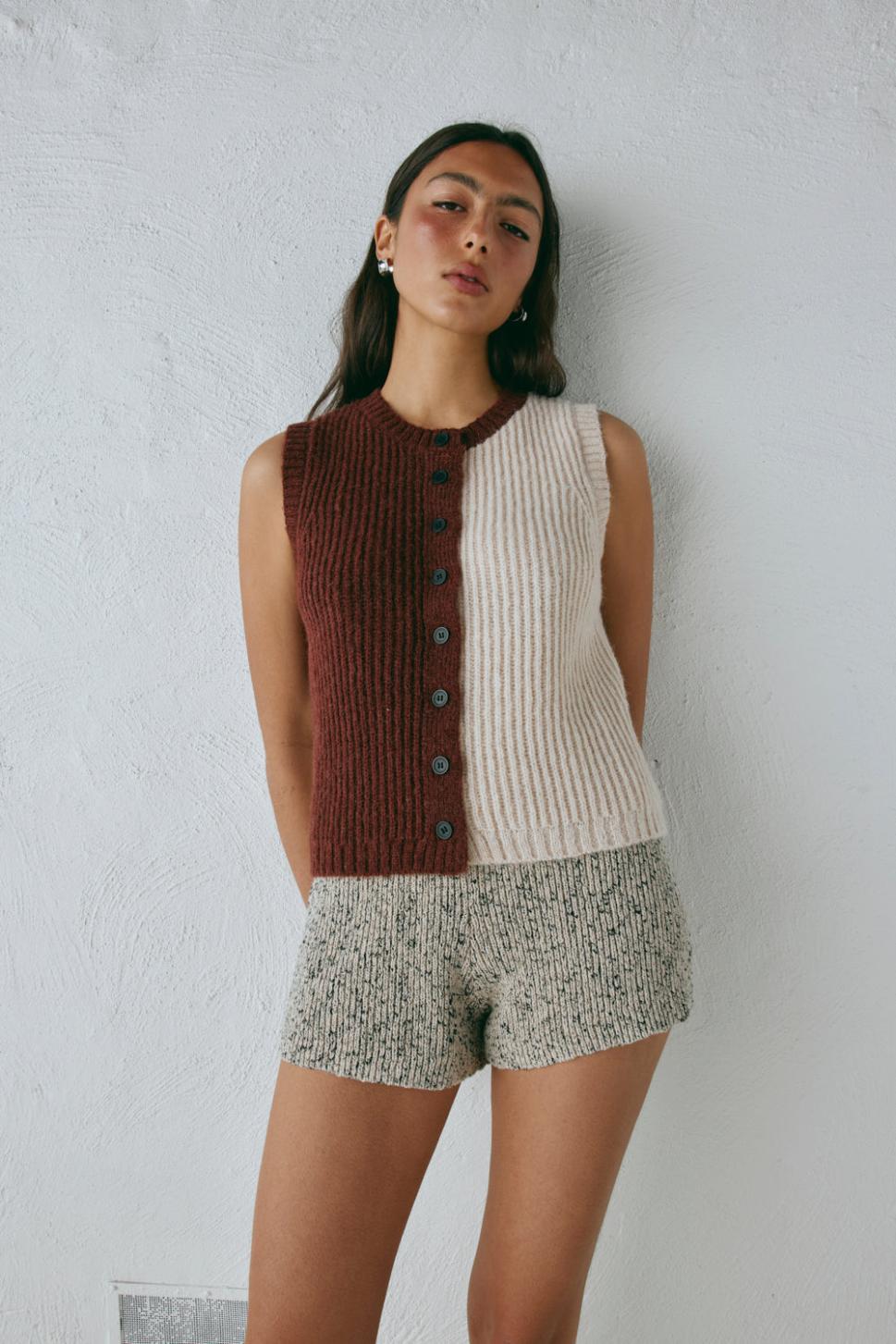 VRG GRL Vests | Women Bridgette Knit Vest Splice