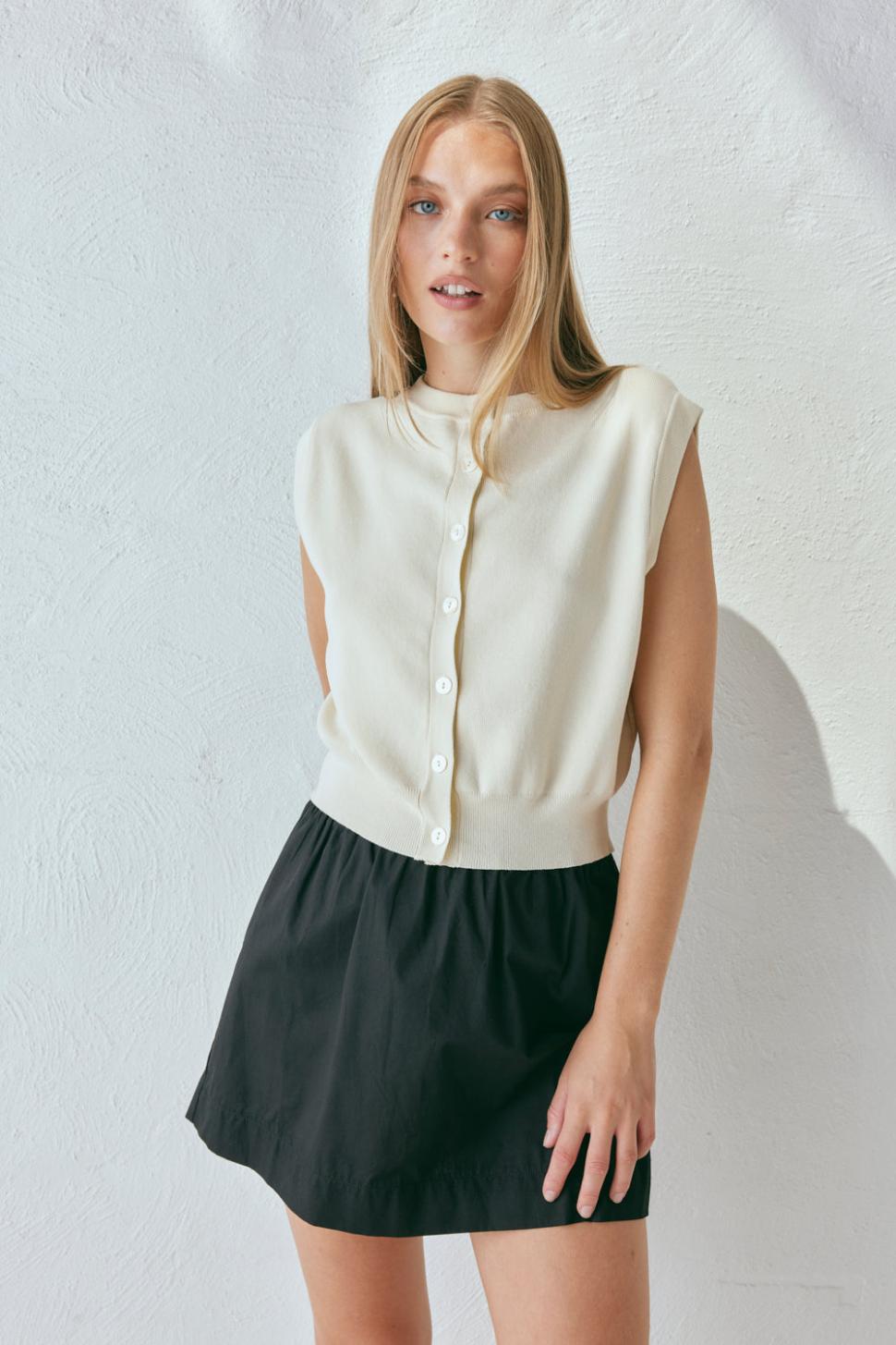 VRG GRL Vests | Women Evie Knit Vest Cream