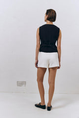 VRG GRL Vests | Women Italian Streets Linen Vest Black