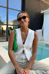 VRG GRL Vests | Women Italian Streets Linen Vest White