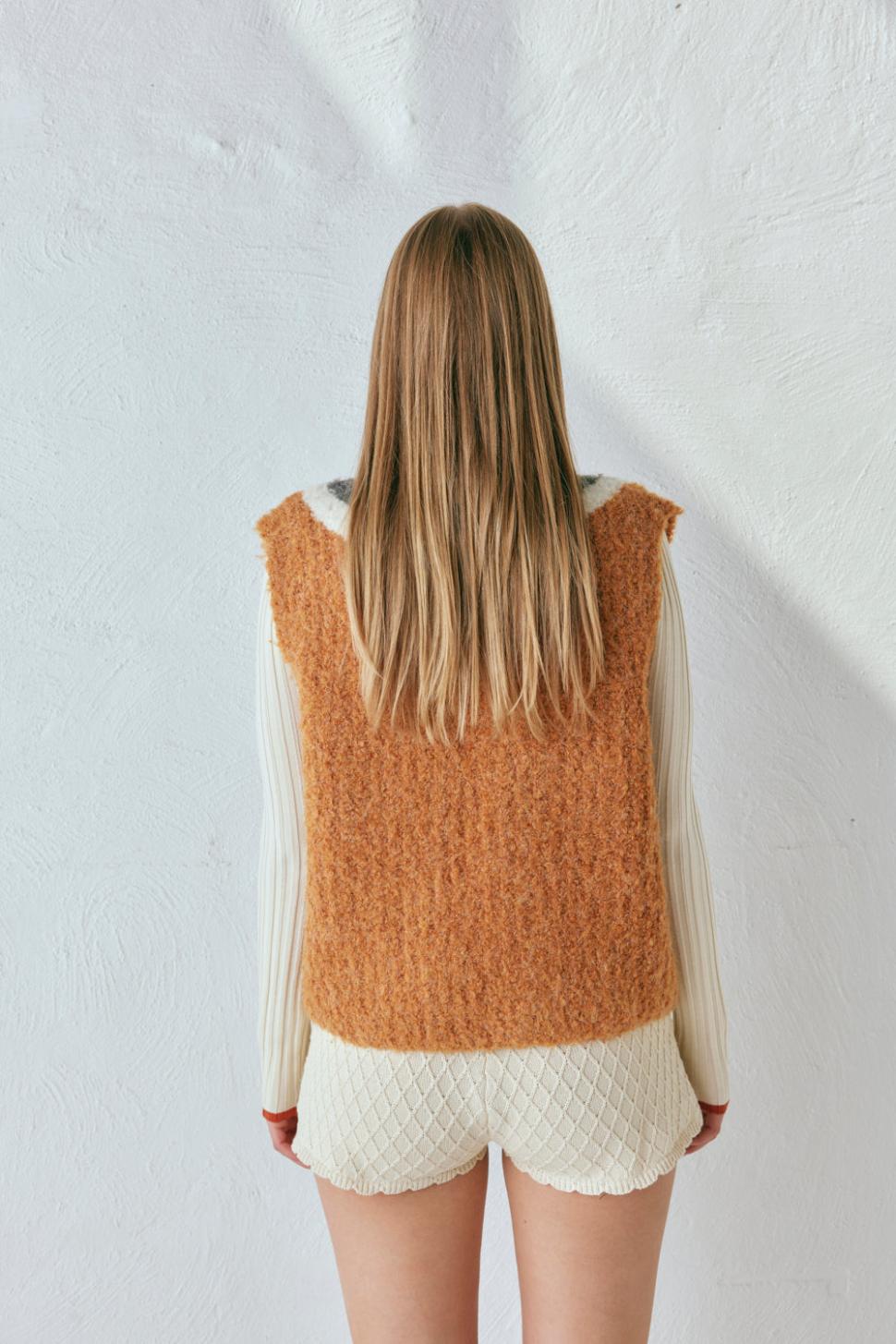 VRG GRL Vests | Women Macy Knit Vest Burnt Orange