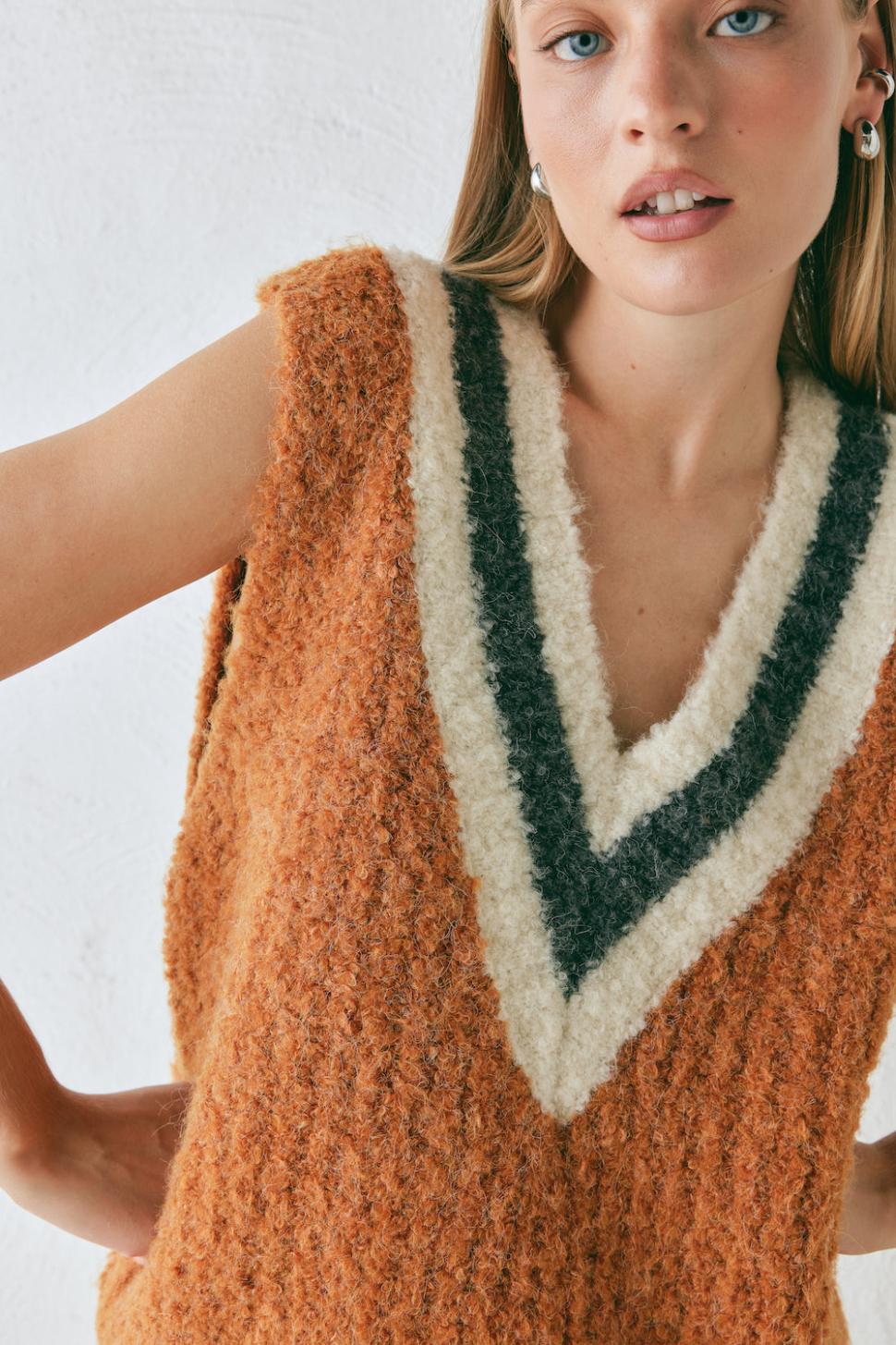 VRG GRL Vests | Women Macy Knit Vest Burnt Orange