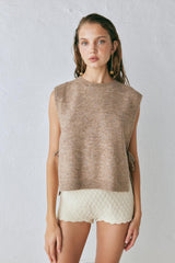 VRG GRL Vests | Women Molly Knit Vest Taupe