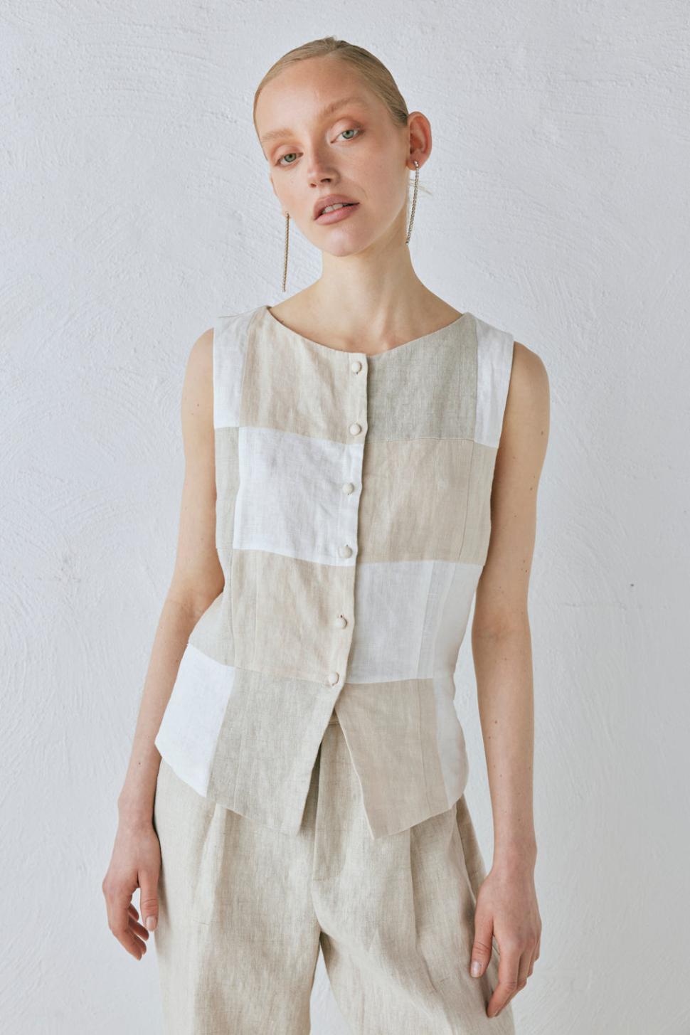 VRG GRL Vests | Women Rare Linen Vest Natural